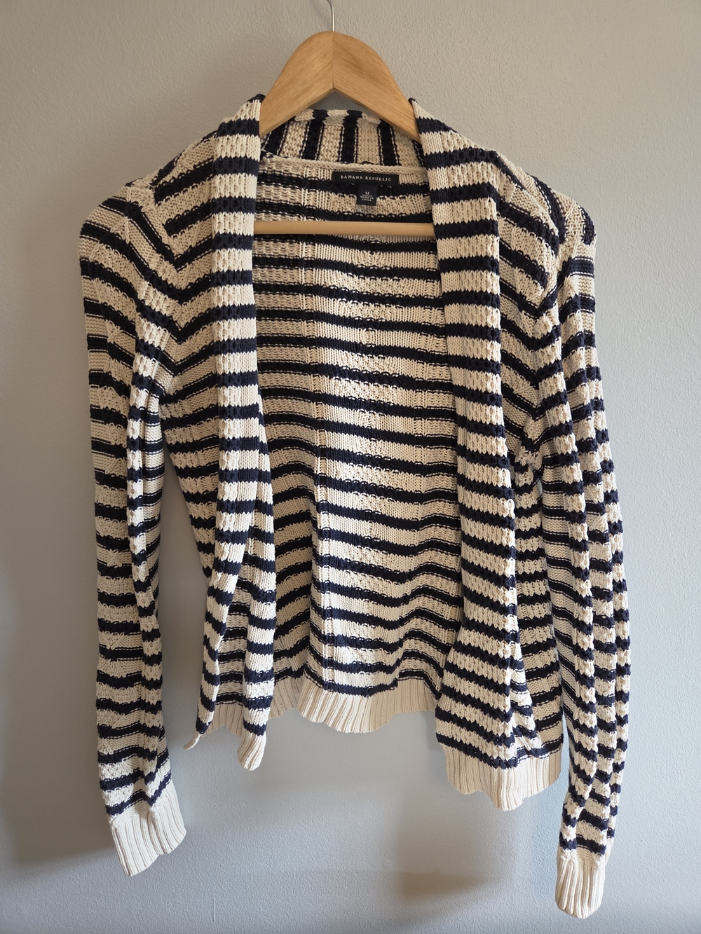 Banana Republic Navy & Cream Striped Open Cardigan